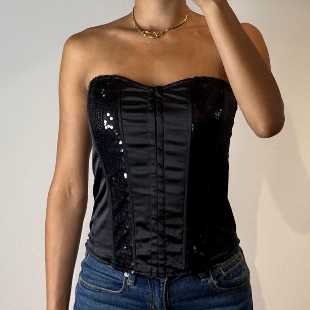 Black Sequined Corset Top
